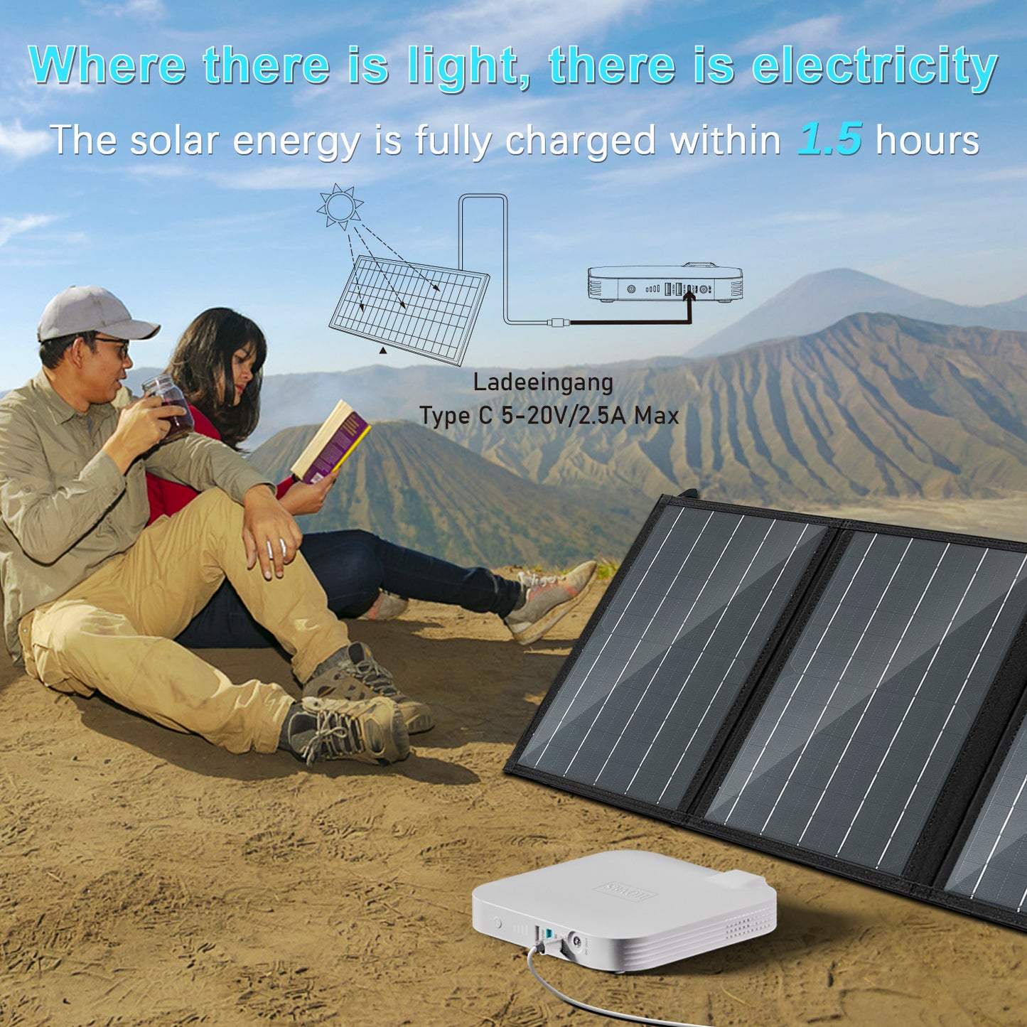 99.9W Camping Power Station,88.8Wh 24000mAh Powerbank Portable Emergency Backup Power Supply ,Solar Panel Is Not Included