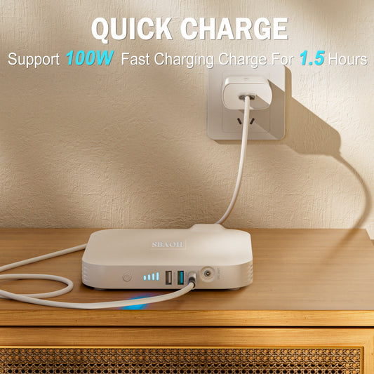 99.9W Camping Power Station,88.8Wh 24000mAh Powerbank Portable Emergency Backup Power Supply ,Solar Panel Is Not Included